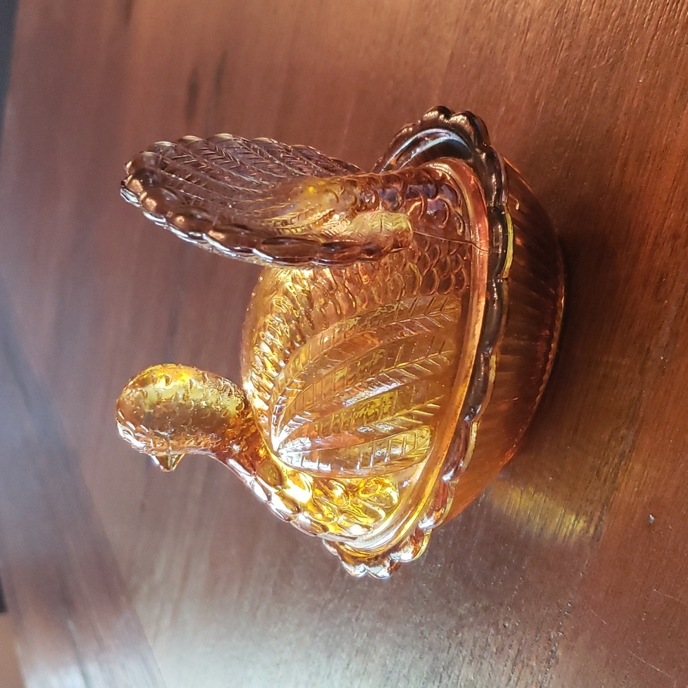 Indiana Glass Amber Nesting Turkey - Picture 12 of 12